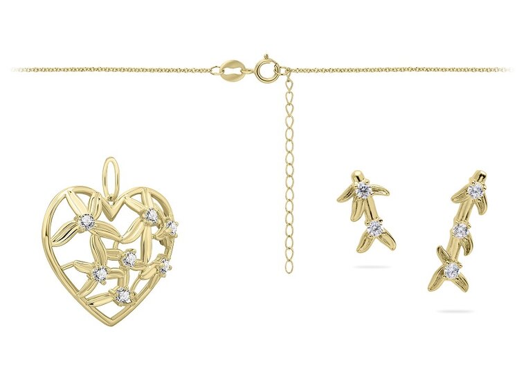 Bruidssieraden set bloemen hart