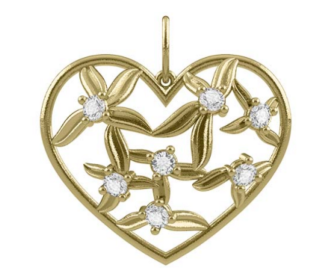 14 karaat gouden hart bloemen met zirkonia's