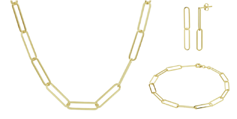 Bruiddsieraden set 14 karaat goud paperclip