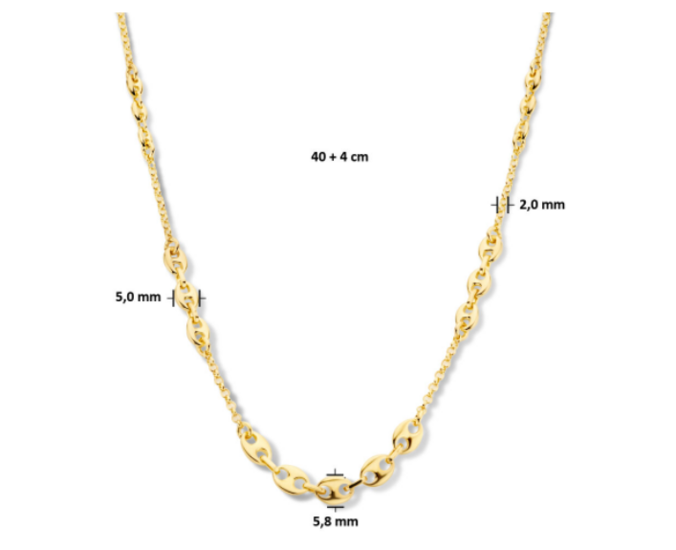 Bruidssieraden set 14 karaat gold plated koffieboon
