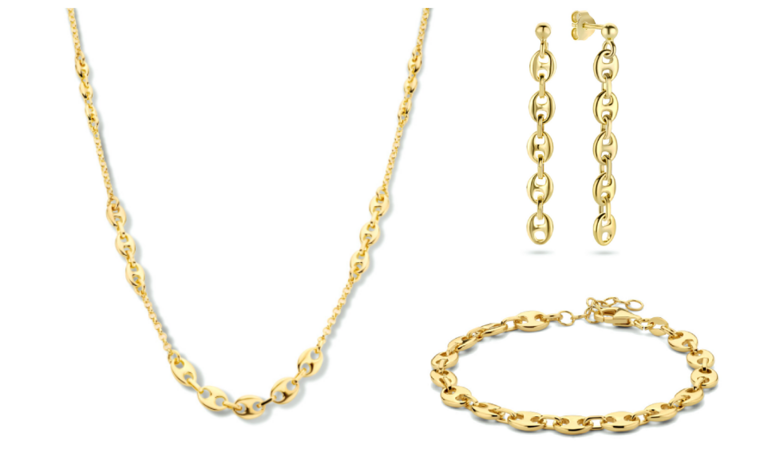 Bruidssieraden set 14 karaat gold plated koffieboon