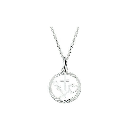 Halsketting 925 zilver met medaillon geloof, hoop en liefde model CD