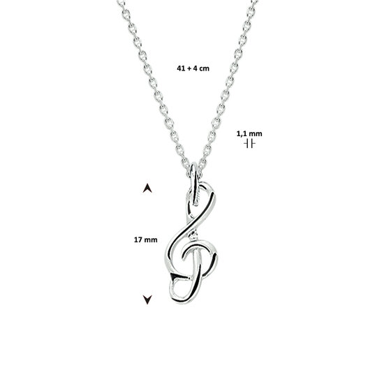 Halsketting 925 zilver met G-sleutel model F