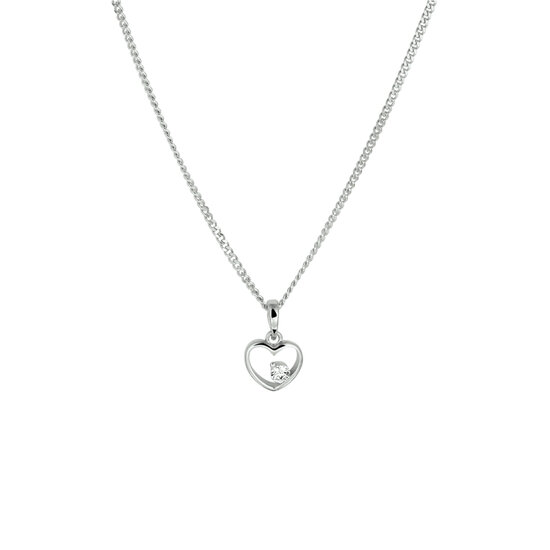 Halsketting 925 zilver met klein hartje en zirkonia model AE