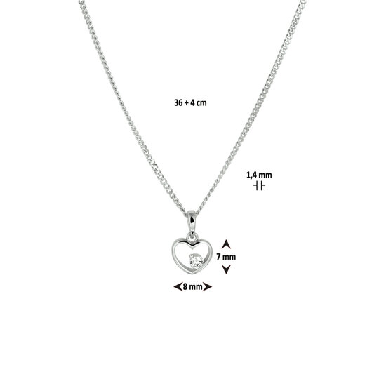 Halsketting 925 zilver met klein hartje en zirkonia model AE