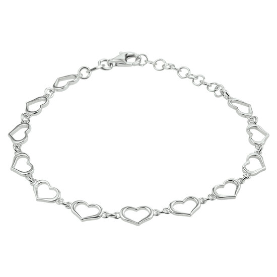 Halsketting 925 zilver met hartjes model P