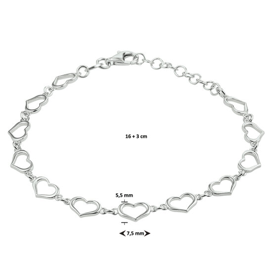 Halsketting 925 zilver met hartjes model P