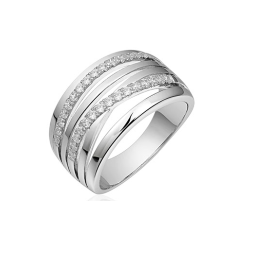 Ring 925 zilver brede zirkonia model 144