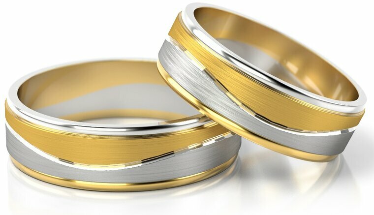 Demo-Trouwringen Goud model 51408 | Witgoud met Geelgoud
