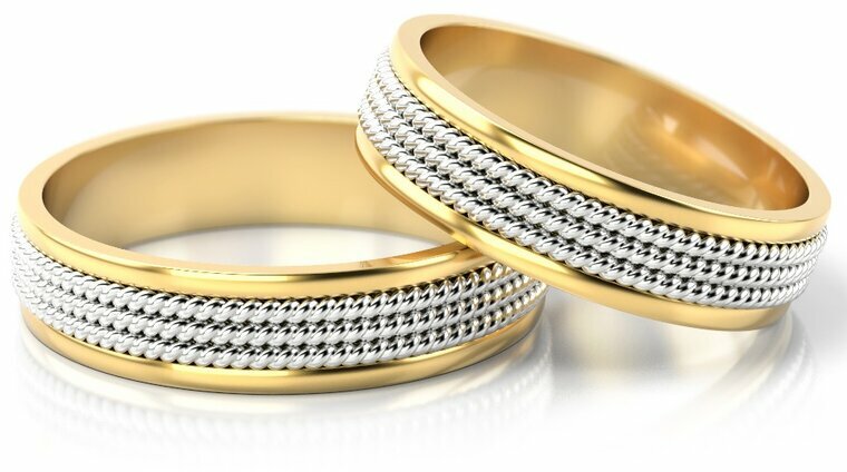 Demo-Trouwringen Goud model 8679 | Witgoud met Geelgoud