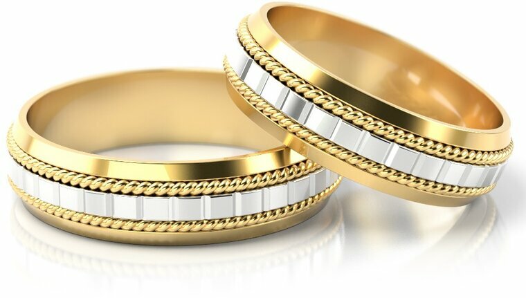 Demo-Trouwringen Goud model 7687 | Witgoud met Geelgoud