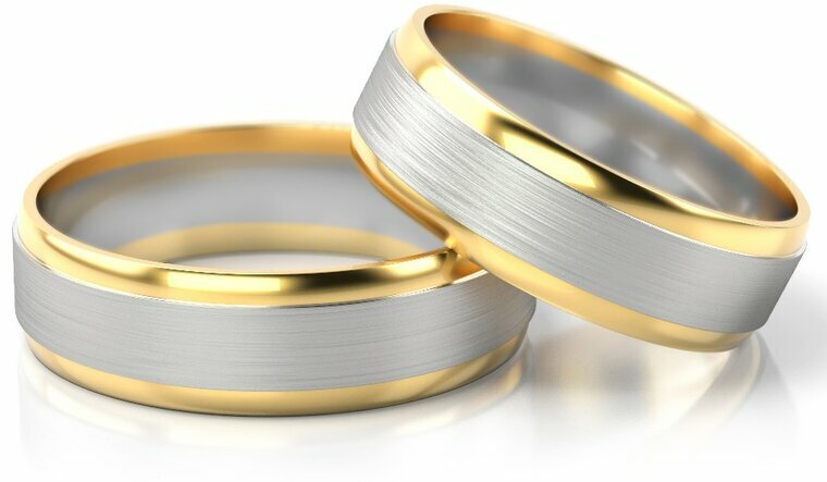 Demo-Trouwringen Goud model 41364 | Witgoud met Geelgoud
