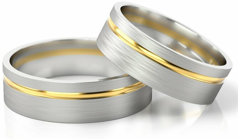 Demo-Trouwringen Goud model 51396 | Witgoud met Geelgoud