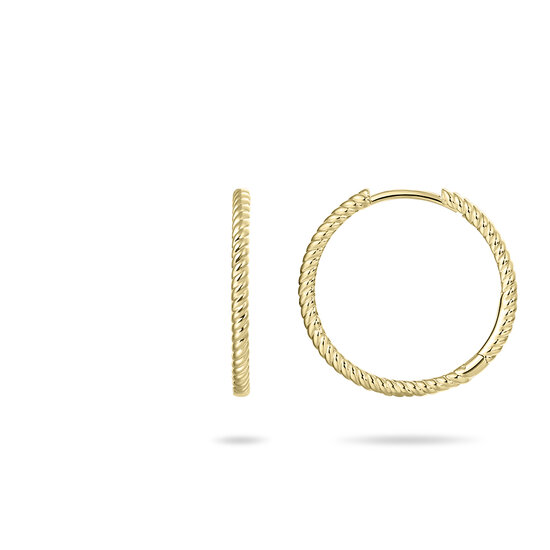 Klapoorbellen 14 karaat goud gedraaid model 20 mm. model FY