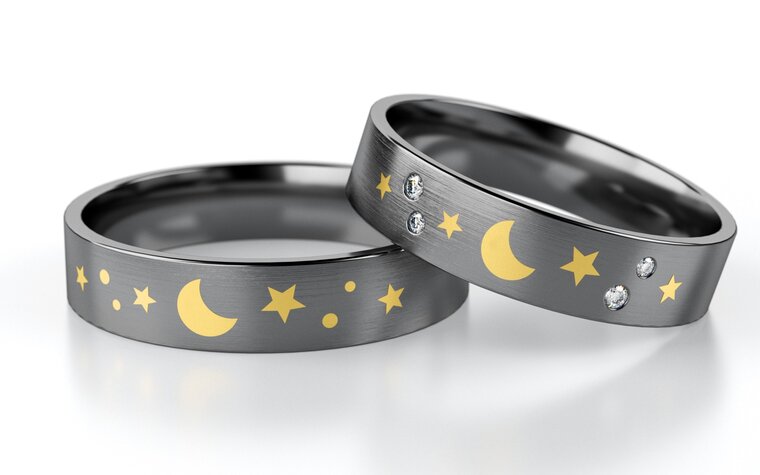 Trouwringen Tantaal model Moonlight | Stel uw eigen set samen
