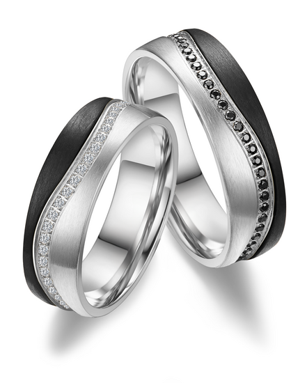 Demo-Trouwringen Carbon & Witgoud model 2202 | Stel uw eigen set samen