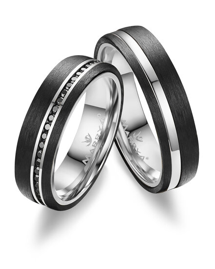 Demo-Trouwringen Carbon &amp; Witgoud model 2192 | Stel uw eigen set samen