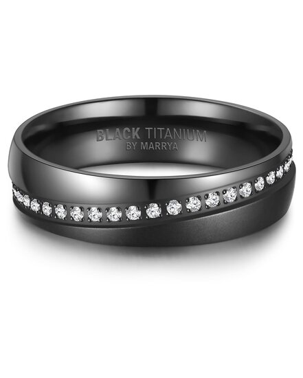 Vriendschapsringen Zwart Titanium Diamanten model 3210 | Stel uw eigen set samen