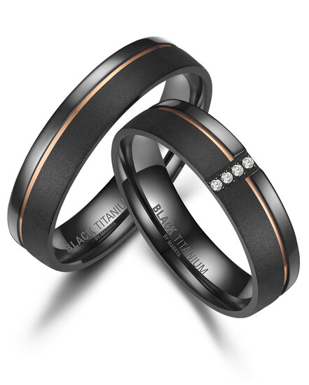 Demo-Trouwringen Zwart Titanium model 1049 | Stel uw eigen set samen