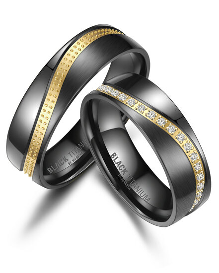 Demo-Trouwringen Zwart Titanium model 1032 | Stel uw eigen set samen