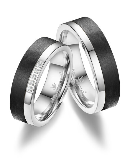 Demo-Trouwringen Carbon & Witgoud model 2159 | Stel uw eigen set samen