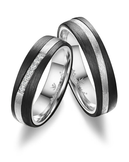 Demo-Trouwringen Carbon & Witgoud model 2172 | Stel uw eigen set samen