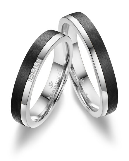 Demo-Trouwringen Carbon & Witgoud model 2147 | Stel uw eigen set samen
