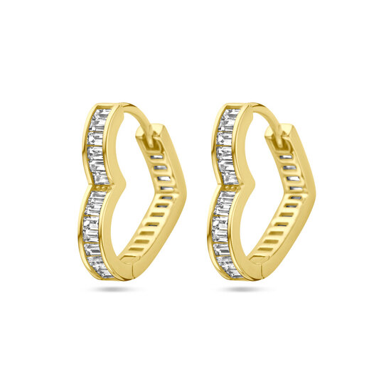Klapoorbellen hart zirkonia gold plated model HS