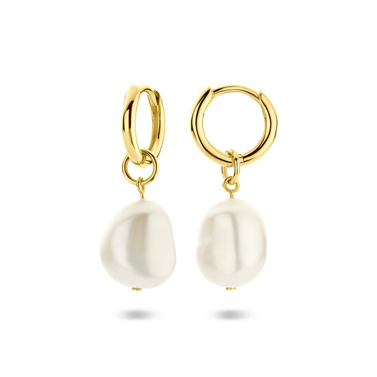 Klapoorringen zoetwaterparel gold plated model IG