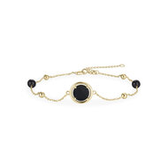 14 karaat gouden armband met bolletjes en zwart agaat