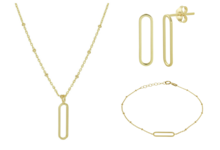 Bruidssieraden set 14 karaat goud paperclip bolletjes