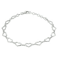 Halsketting 925 zilver met hartjes model P