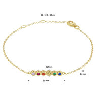 Armband 14 karaat gold plated gekleurde zirkonia model BJ
