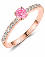 Aanzoeksring verlovingsring roségoud (synthetisch) saffier model 16521