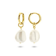 Klapoorringen zoetwaterparel gold plated model IG
