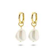 Klapoorringen zoetwaterparel gold plated model IG