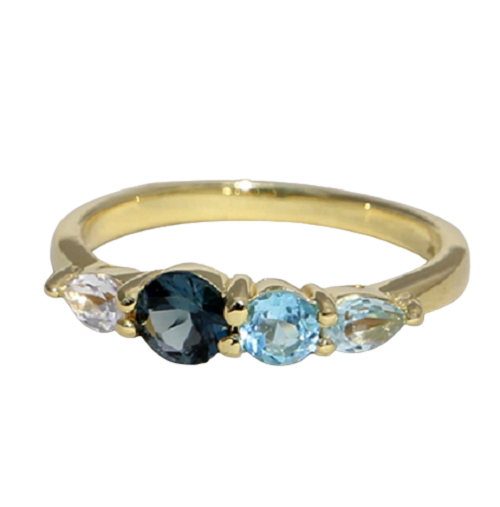 Ring gold plated london blue topaas topaas en bergkristal model 2 C