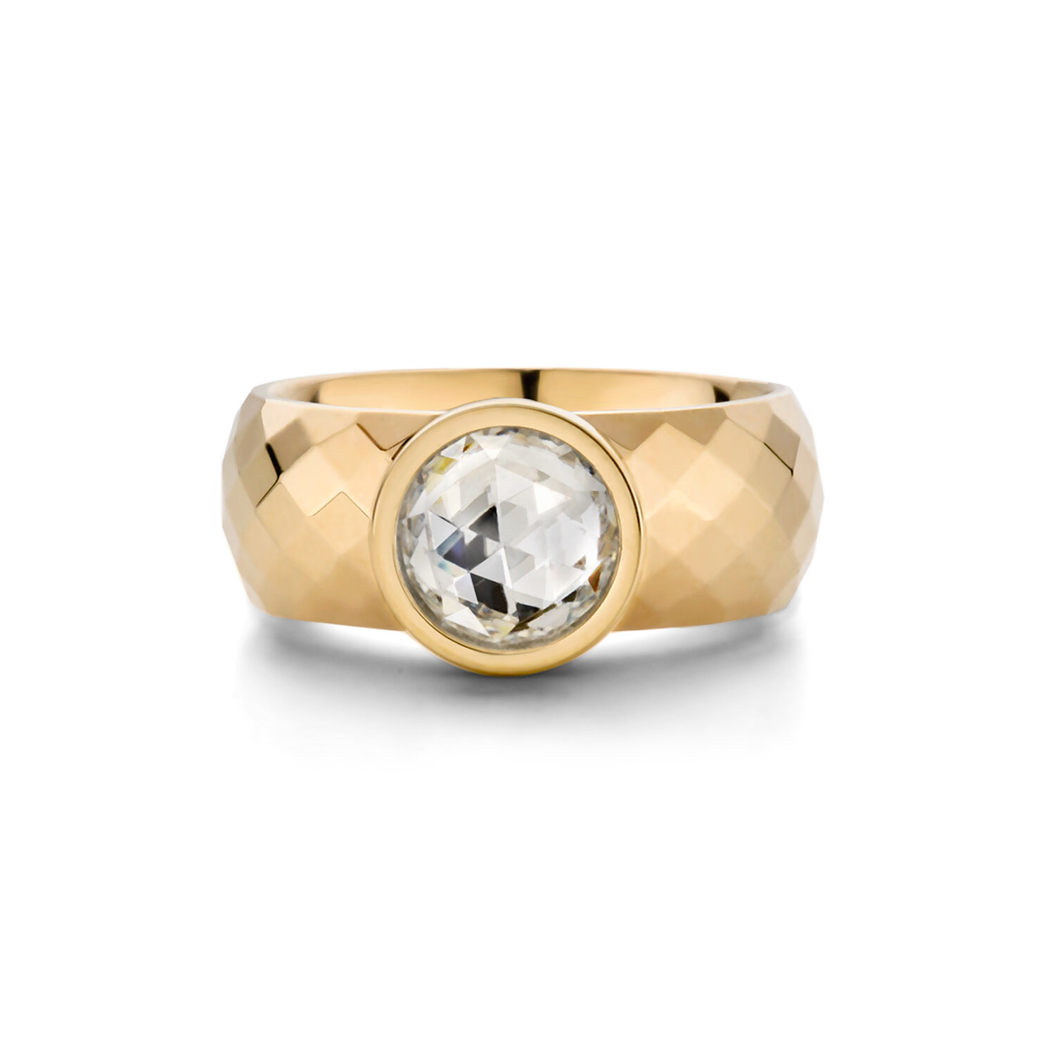 Melano ring goudkleurig incl, transparant steentje