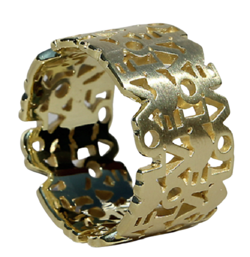 Vergulde brede ring liefdesbrief model 6 C