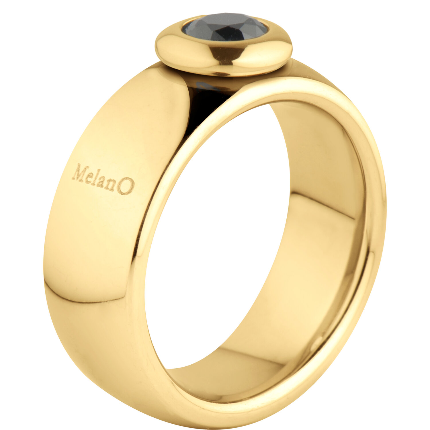Melano ring incl. zwart steentje in maat 60 = 19.00 mm.