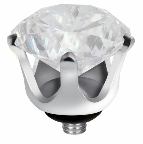 Melano Twisted mat wit steentje Zilverkleur 6 mm.