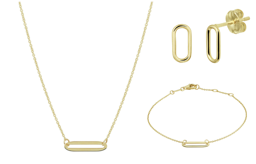 Bruidssieraden set 14 karaat goud paperclip