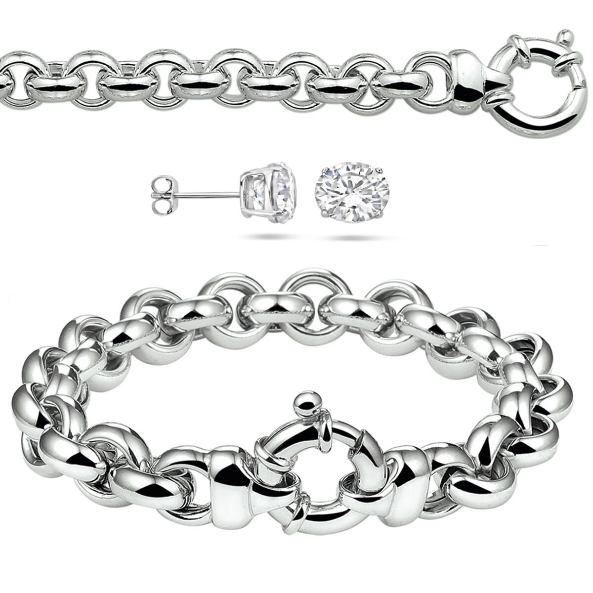 Set 925 zilver jasseron | halsketting + armband + oorbellen