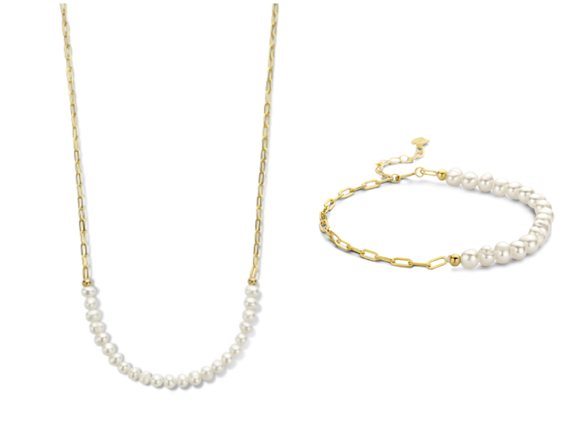 Bruidssieraden set gold plated parels