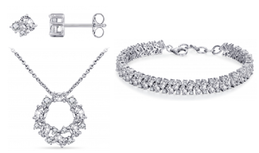 Set 925 zilver zirkonia's | halsketting + armband + oorstekers