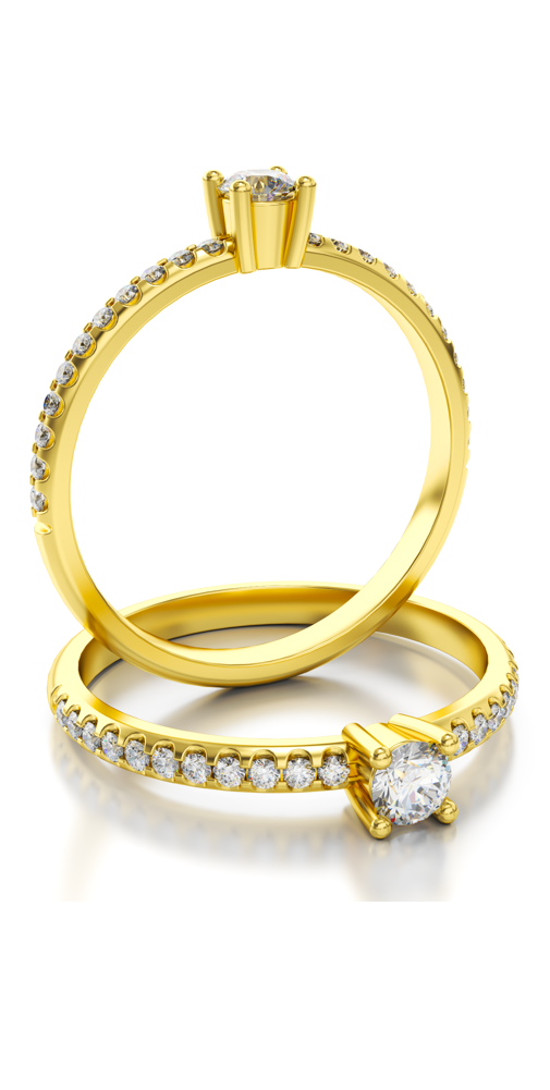 Aanzoeks verlovingsring 14 karaat geelgoud met diamanten model 09