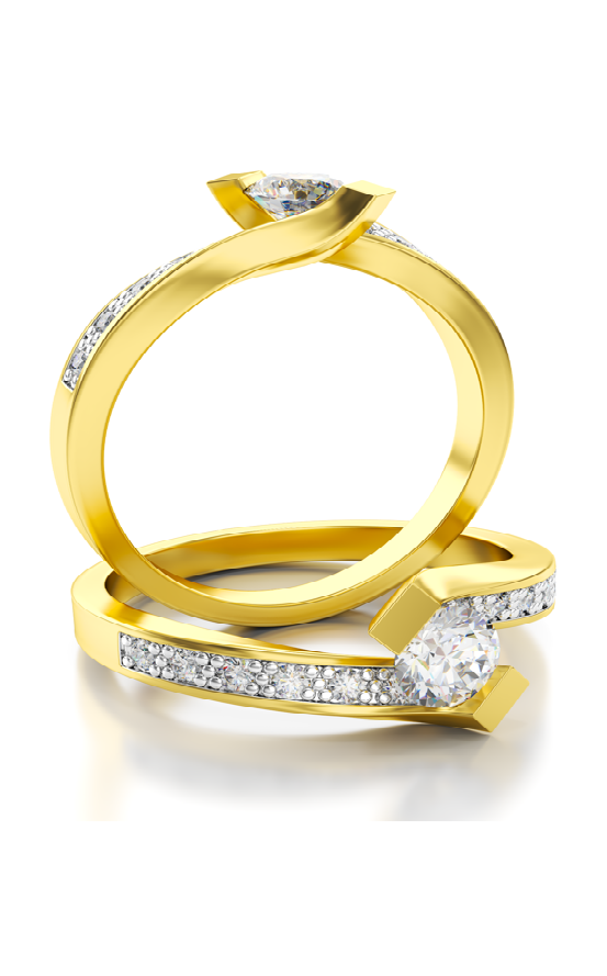 Aanzoeks verlovingsring 14 karaat geelgoud met diamant model 02