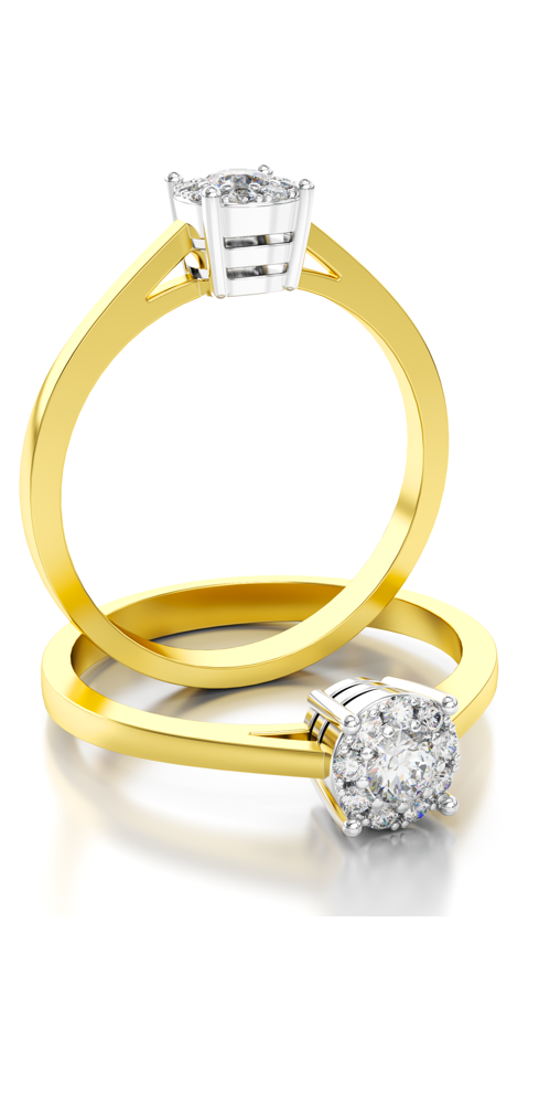 Aanzoeksring verlovingsring 14 karaat geelgoud met diamanten model 15