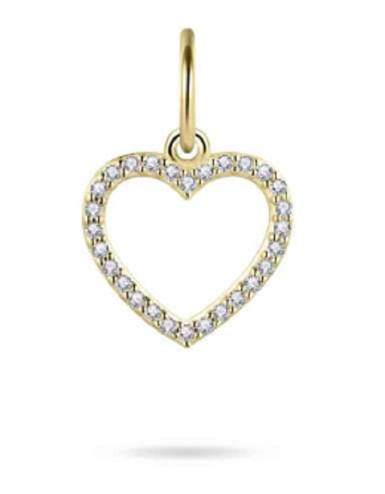 Halsketting 14 karaat goud hart zirkonia's model CB