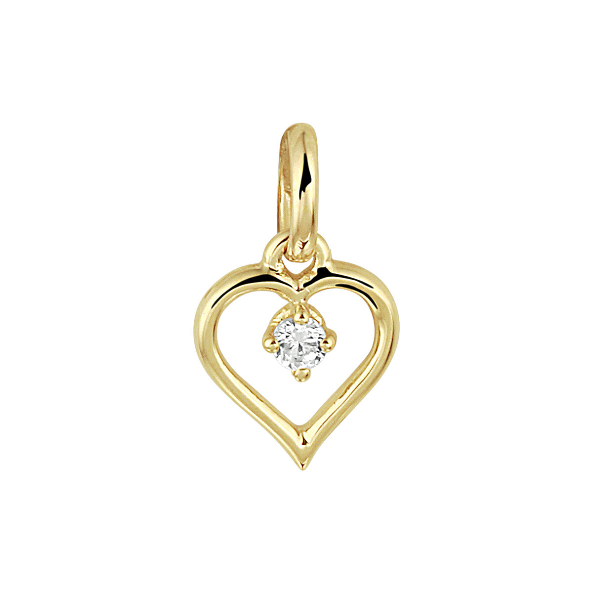 Halskettting 14 karaat goud hartje en zirkonia briljant model CS
